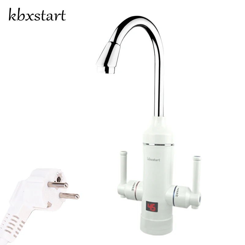 

Kbxstart Instant Hot Water Tap Tankless Electric Faucet Kitchen Digital Control Calentador De Agua Electrico With Two Handle