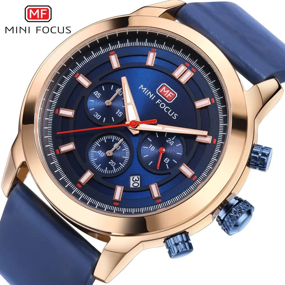 

2019 MINI FOCUS Men's Fashion Sport Watches Men Quartz Analog Date Clock Man Leather Military Waterproof Watch Relogio Masculino