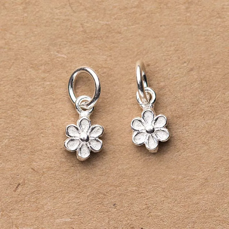 

Pretty 925 Sterling Silver Flower Charms With Ring 9x6mm Hand Made Women Dangle Earrings Findings DIY Pendants Jewelry Making