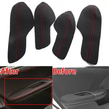 For Honda Civic 10th 2016 2017 2018 4pcs Door Armrest PU Leather Surface Shell Cover Trim Black Decorative Accessories цена For Honda Civic 10th 2016 2017 2018 4pcs Door Armrest PU Leather Surface Shell Cover Trim Black Decorative Accessories цены онлайн