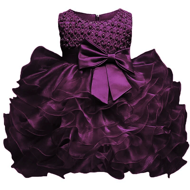 

Baby Girl Baptism Dress Toddler Girl Christening Purple Gown Infant Tulle Kids Party Dresses for Little Girls 1 Year Birthday
