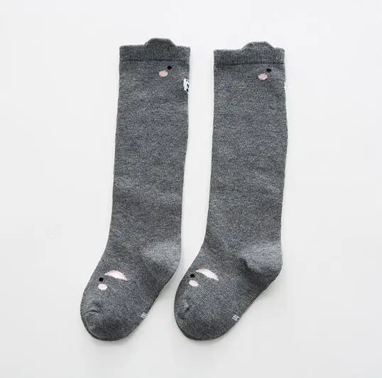 Детские носки хлопковые носки для малышей с принтом животных стильные детские носки до колена с рисунком лисы и кролика милые аксессуары для маленьких девочек - Цвет: Gray squirrel