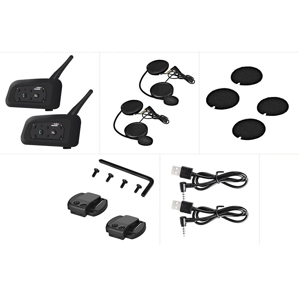 2 шт. VNETPHONE V6 intercomunicador Bluetooth мотоциклетная гарнитура шлем динамик 1 км громкой