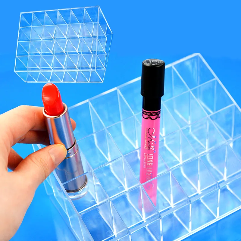 Lipstick Holder Shelf 24 Grid Squares Display Showcase Stand Cosmetic
