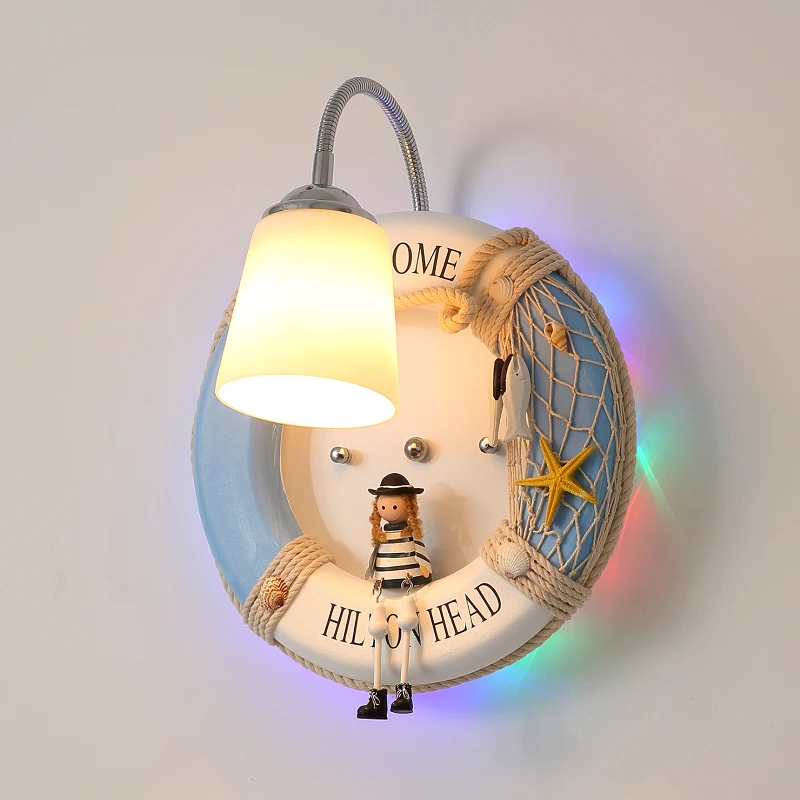

modern sailor Wall Light for princess children's room wall lamp cute cartoon decorative sailor Light bedroom bedside lamp