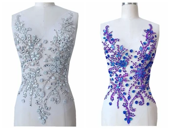 

Multi-color hand-stitched rhinestone applique DIY wedding dress decoration accessories V-neck clothing accessories sequin decals