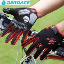 

DEROACE Cycling Riding Men Anti-shock Thermal guantes MTB Road Bike Bicycle Winter Full Finger Windproof Teach Screen Gloves