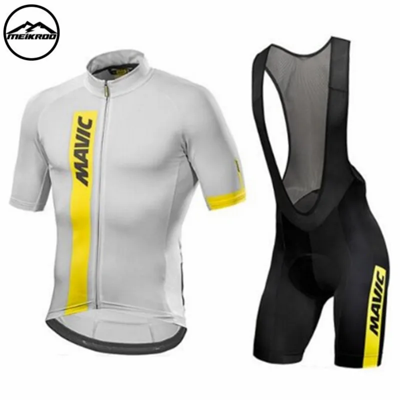 triathlon Mavic Summer cycling jersey 2018 pro team bike Short Sleeves set MTB bicycle Wear bib shorts Breathable 9D Gel Pad |