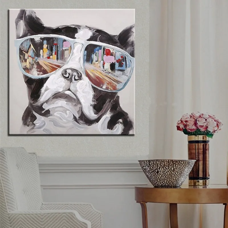 

Large Wall Painting Gifts Hand Painted Abstract Cartoon Oil Paintings on Canvas Home Decorativos Arts Funny Dog Animal Pictures