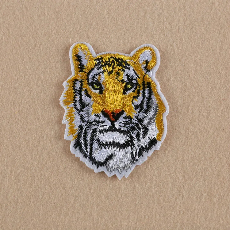 Embroidered Tiger Patch Ironing On Sew Animal Applique Clothes Sticker