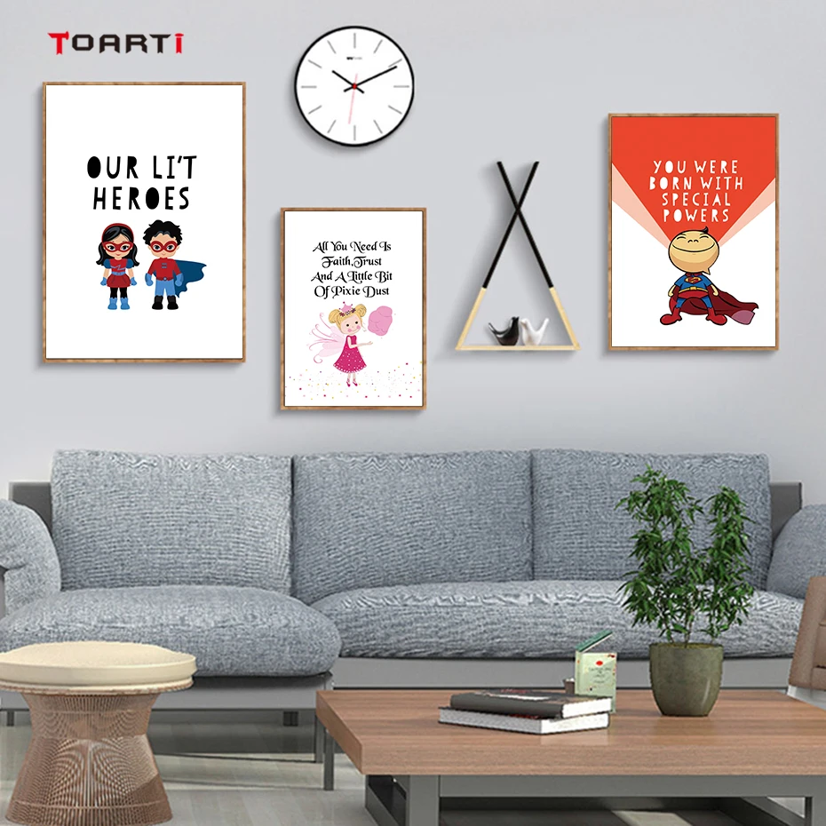 

Nordic Style Super Hero Posters And Prints Wall Art Motivational Quotes Canvas Painting For Kids Living Room Home Decoration