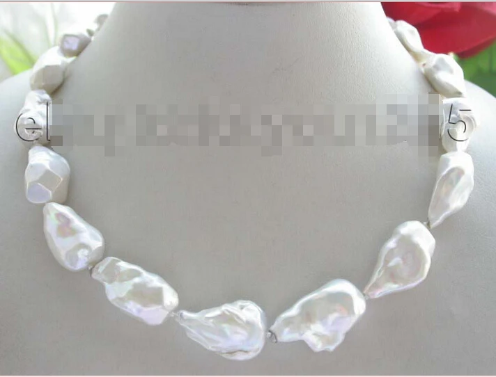 

fastLuster 18" Genuine Natural 30mm White Reborn Keshi pearl Necklace 14KGP!