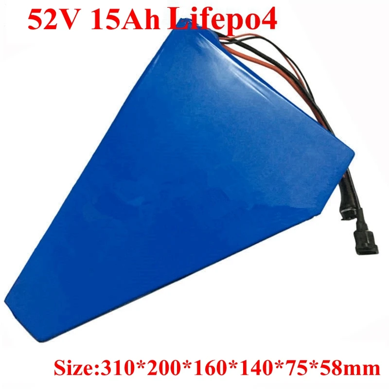 

Triangle Style 1500W 52v 15ah Lifepo4 Battery 48v 15ah Lifepo4 17s 54.4v for E-bike Battery 30A BMS Charger Free Bag + Charger