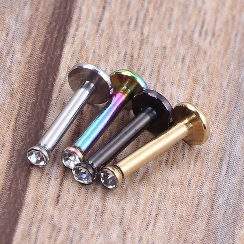 16G Clear Tragus Helix Bar 2mm Gem Stainless Steel Labret Lip Bar Rings Stud Cartilage Ear Piercing Body Jewelry