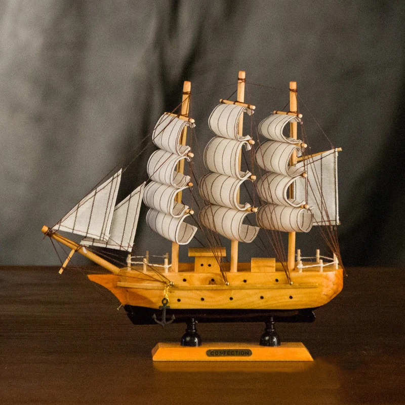 

Birthday Gift Wooden Boat Model Home Decorations Creative Decoration Mediterranean Style Sailboat Model Craft Boat Accessories