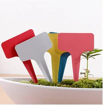 

6 x10cm Plastic Plant T-type Tags Markers Nursery Garden Labels Signs Plant Hanging Tags Gray 3pcs