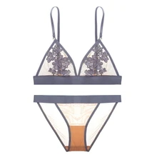 Сексуальный кружевной бюстгальтер трусики Комплект Вышивка ультра тонкий женский бюстгальтер набор марлевые женские нижнее белье без косточек Бюстгальтер-балконет сексуальный Linge SW1076 новинка