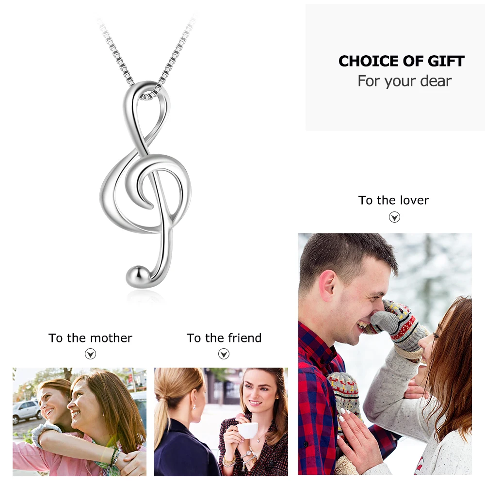 925 Sterling Silver Musical Note Necklaces & Pendants Elegant Pendant Necklace Women Gifts for Girlfriend (JewelOra NE100355) - Image 6