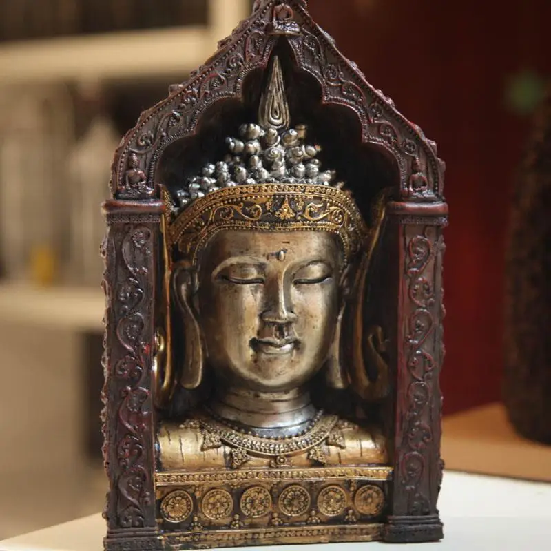 

Southeast Asian style, arts and crafts, Buddha statue, Buddha head, ornaments, resin decoration, buddhist, buddhism figurine~