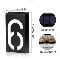 Solar Address Number Plate Sign Lamp Solar Powered House Number Doorplate Lamps 6 LED Lights Hotel Door Digital Solar Light 2