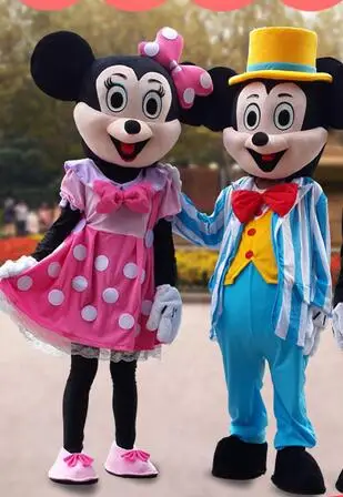 2PC High Quality Mouse Mascot Minnie Mouse Mascot Costumes Adult size Cartoon thanks Halloween Carnival Costume