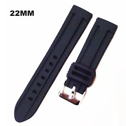 20 шт./партия высококачественный 22 мм резиновый ремешок для наручных часов часы ремешок черный цвет для наручных часов