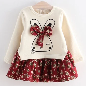 

2019 Girls Dress Spring Autumn Flower Princess Dress Brand Girls Clothes Children Clothing Cute Animal Style Girls Dresses