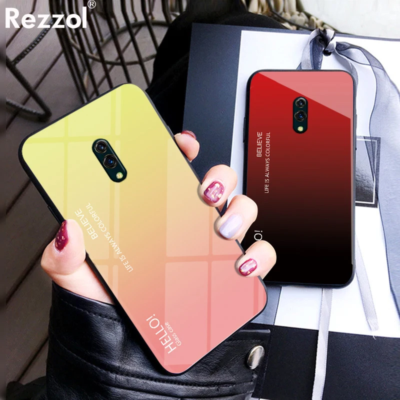 

For OPPO K3 Case Gradient Tempered Glass Soft Silicone Bumper Back Cover For OPPO K3 Realme X Phone Case Rezzol Funda