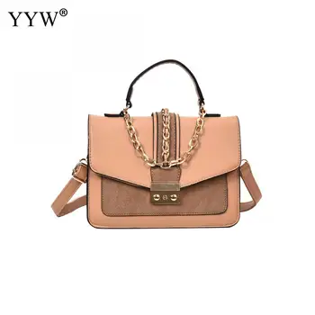 

YYW Pu Leather One Chain Strap Shoulder Handbag Cheap Small Square Bag Mini Lock Bag Portable Shoulder Bag Wild Messenger Bag