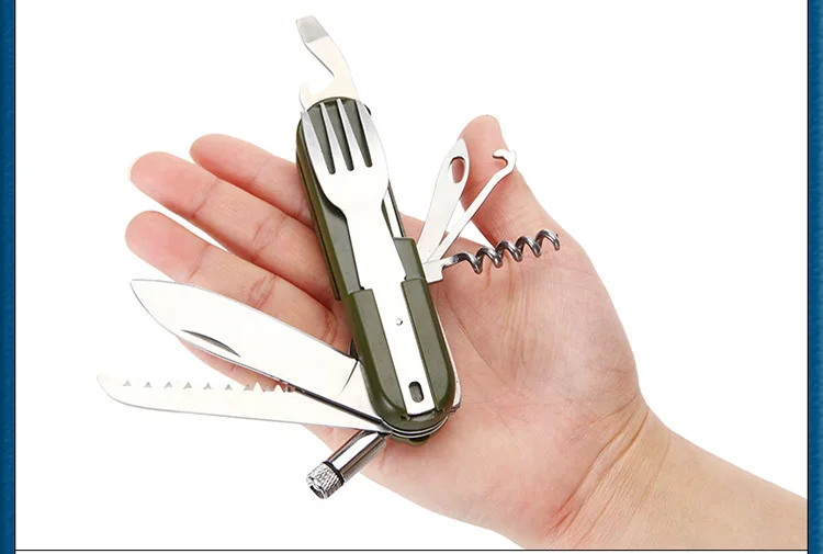 Luz al aire libre vajilla Sambo de acero inoxidable cuchillo tenedor cuchara camping picnic combinación vajilla