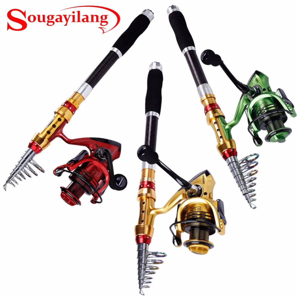 ФОТО Sougayilang Fishing Rod with Reel Combo 2.1-3.6M Carbon Portable Telescopic Fishing Rod Pole with 14BB Spinning Fishing Reel Set