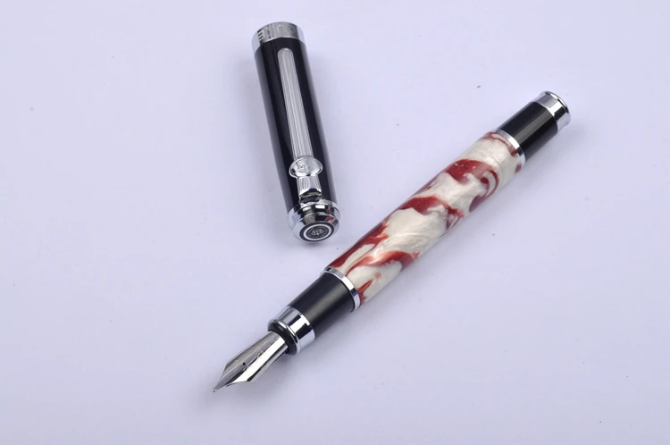 Caneta de Tinta Canetas para Escrever Canetas com Presente Duke Fino Caneta Irídio Clipe Prata Metal Escritório Case Escola Suprimentos Nib 0.5mm 6 Cheap Canetas tinteiro