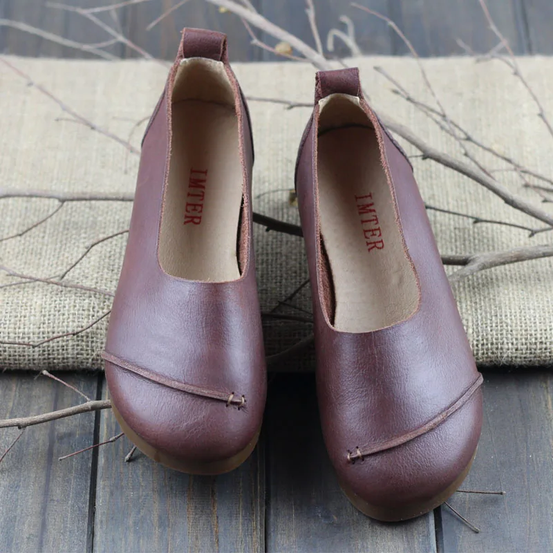 

Mori Girl Handmade Cow Leather Shoes Shallow New Fashion Vintage Women's Flats Fashion Genuine Leather Shoes Pigskin Breathable