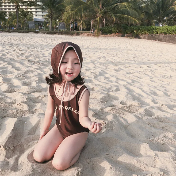 21 Girls New Summer Fashion One Piece Swimsuit With Hat Children Korea Simple Cute Bathing Suit Kids Girl Beach Cloth Yz Swimwear Aliexpress