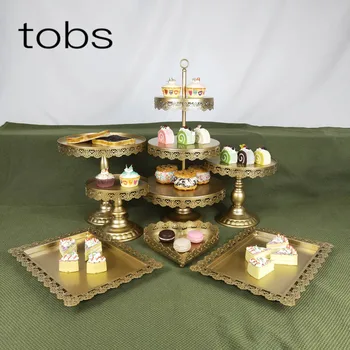 

7pcs 3 Tier Display Cupcake Iron Tire Birthday Tool Plate Pop Wedding Tray Cake Decoration Stand
