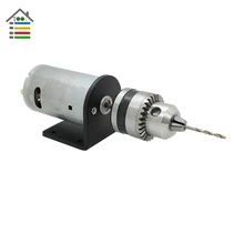 Mini Electric Hand Drill High Torque DC Motor 12-24V 2A Press Drilling 10x Twist Bits Set B10 Key Chuck Bracket Stand Power Tool