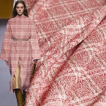 

Pearlsilk Pink White Tweed Wool and Silk garment materials Autumn Jacket Dress DIY clothes fabrics