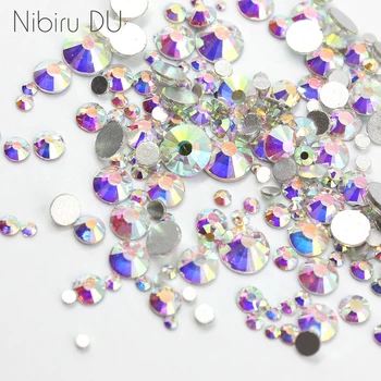 

1000pcs Mix Sizes 3D Nail Rhinestones Shiny Clear AB Non HotFix Stones Flatback For Nail Art Decoration Gems