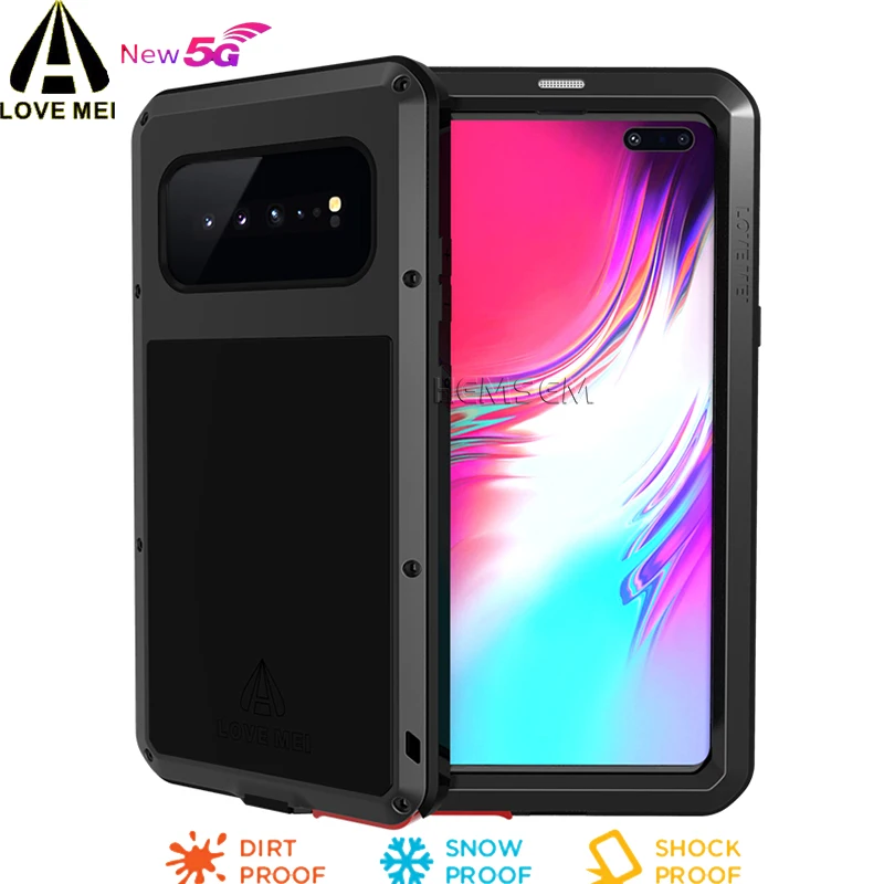 2019 S10 5G LOVE MEI мощный чехол со стеклом для Samsung Galaxy Роскошный Алюминиевый