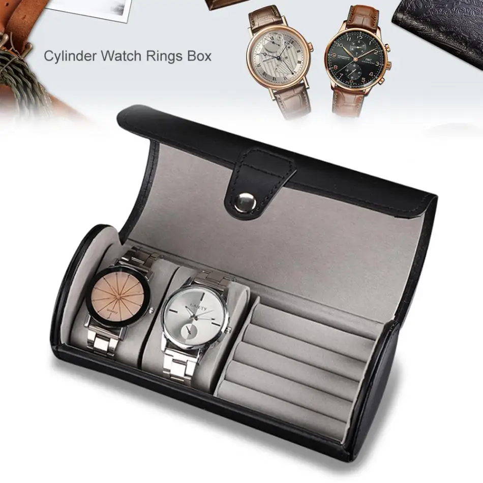 Portable Travel Watch Box Case Roll 2 Slot Watch Organizer Storage Travel Pouch Ring Earrings Jewelry Storage Box horloge box