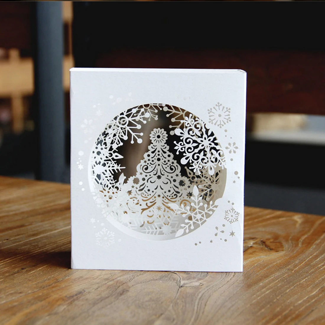 3D pop up paper laser cut cards Merry Christmas 3D Tree Boxes snowflake