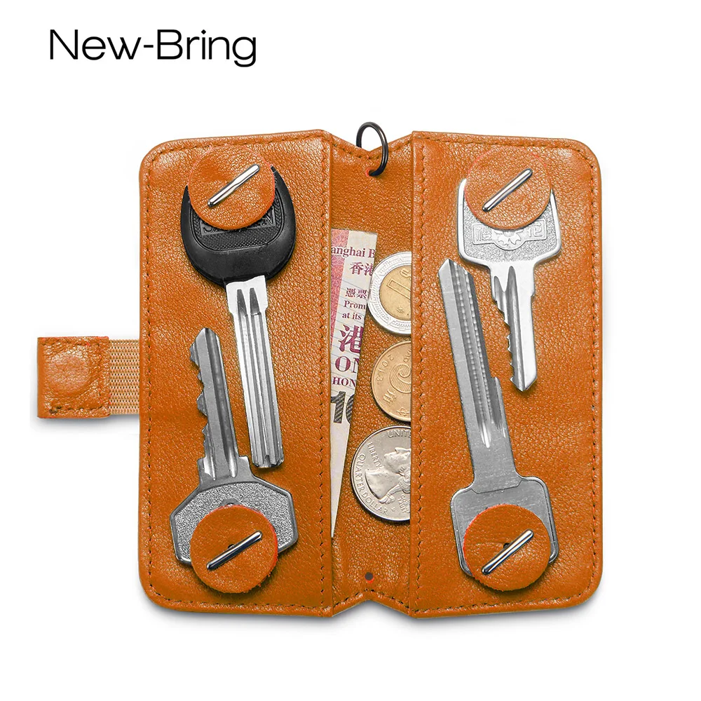 NewBring Genuine Leather Key holder Housekeeper Key Organizer Smart Key