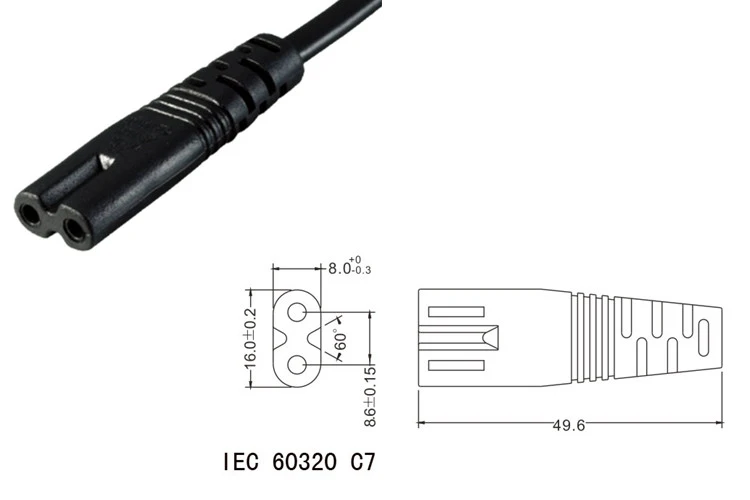 NEMA 1-15P 2pin штекер для IEC 320 C7 IEC320 короткий кабель питания переменного тока Шнур 20 см для адаптера переменного тока ноутбук