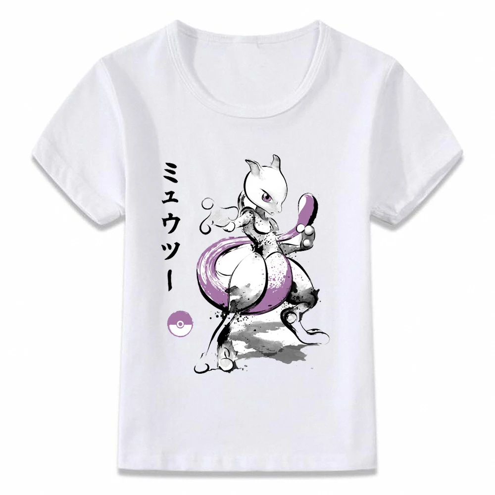 

Kids Clothes T Shirt Mewtwo Watercolor Ink Art Pokemon Villain T-shirt for Boys and Girls Toddler Shirts Tee