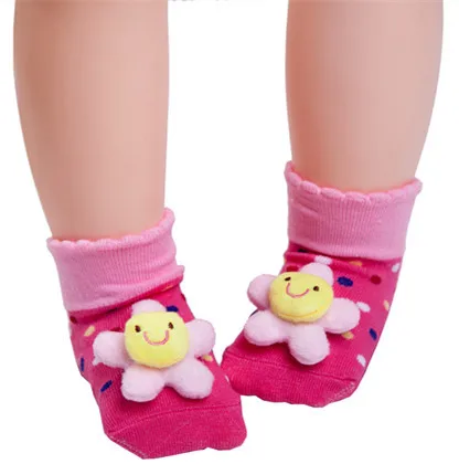 Модные хлопковые носки для малышей 0-18 месяцев, милые теплые стерео-носки с мультипликационным принтом, детские Нескользящие носки для обучения ходьбе - Цвет: 16 mei tai yang hua