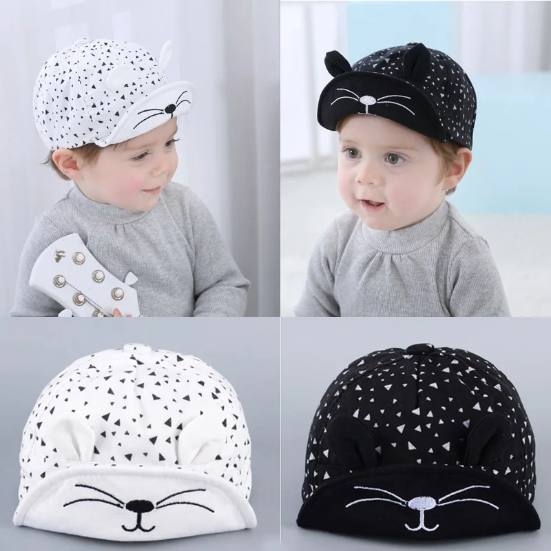 Cute Cat Ear Baby Hat Child Baseball Hat Baby Spring and Autumn Black Cap for 2 4 years old Baby