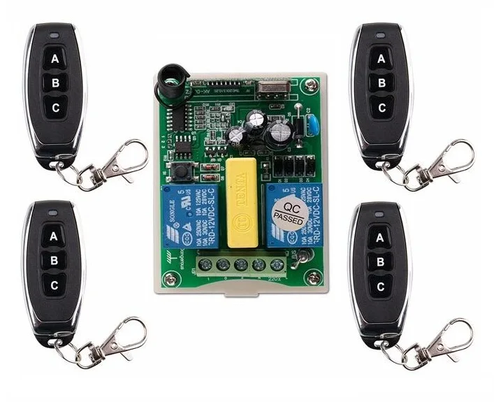 

AC 220 V RF 2CH Wireless Remote Control 1* Receiver +4* Transmitter tubular motor garage door projection screen 3 button