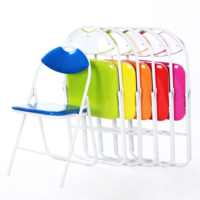 

6pcs/lot Portable Foldable Folding Chair Hand-held Colorful Outdoor Solid Metal Dinning Chair Exhibition Conference cadeira