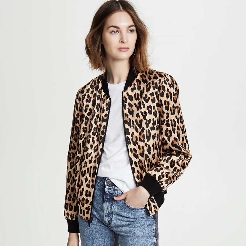 

2018 Autumn body mujer Women Clothing Leopard snake Print Jacket Zipper Coat Slim Short Design Jacket for Female body feminino