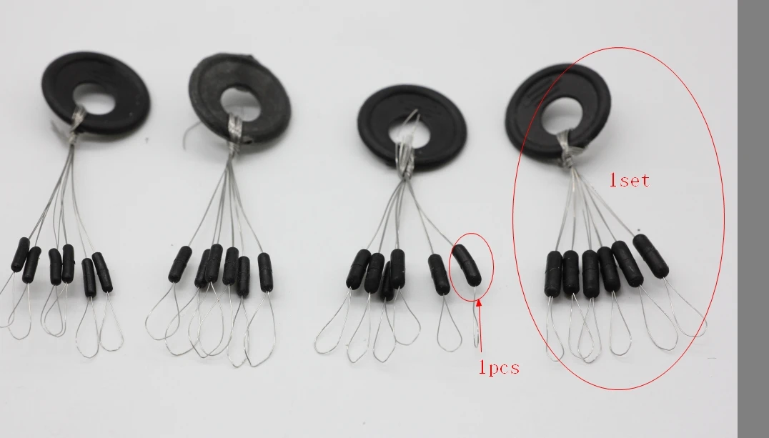 Rompin 10 наборов(60 шт.) рыболовные космические бобы Вертлюги зажим соединители рыбный стопор для поплавка бобов, цилиндрической и оливковой формы в комплекте
